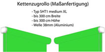 Kettenzugrollo SHT1 medium XL bis 300 cm Breite (Maßrollo)